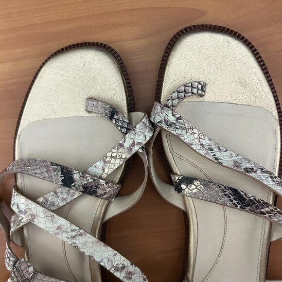 Beautiful Gold Snakeskin Strappy Cole Haan Flat Sandals Size 7B - Picture 3 of 5